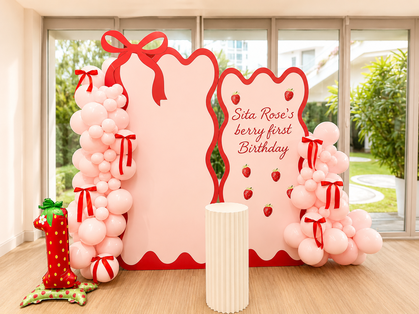 Strawberry birthday setup